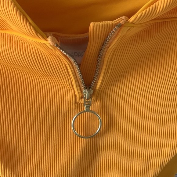 L*space Riding High yellow ribbed high waist bitsy cut swim bottoms size small - Picture 3 of 6